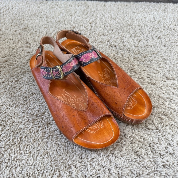L'Artiste By Spring Step Teddy Women's Genuine Leather Wedge Sandals Size 39 - Picture 1 of 6